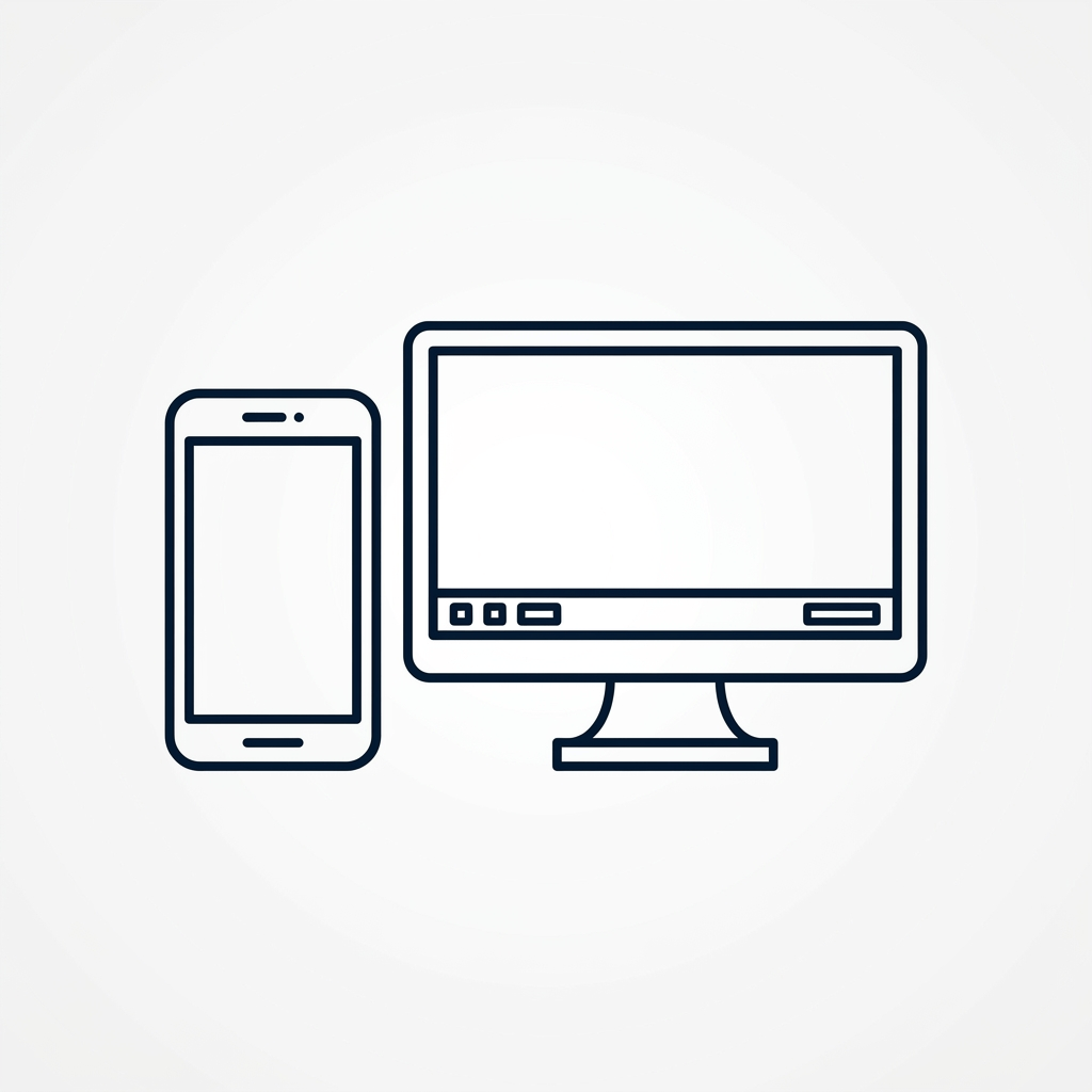 Minimal outline smartphone and desktop screen icon